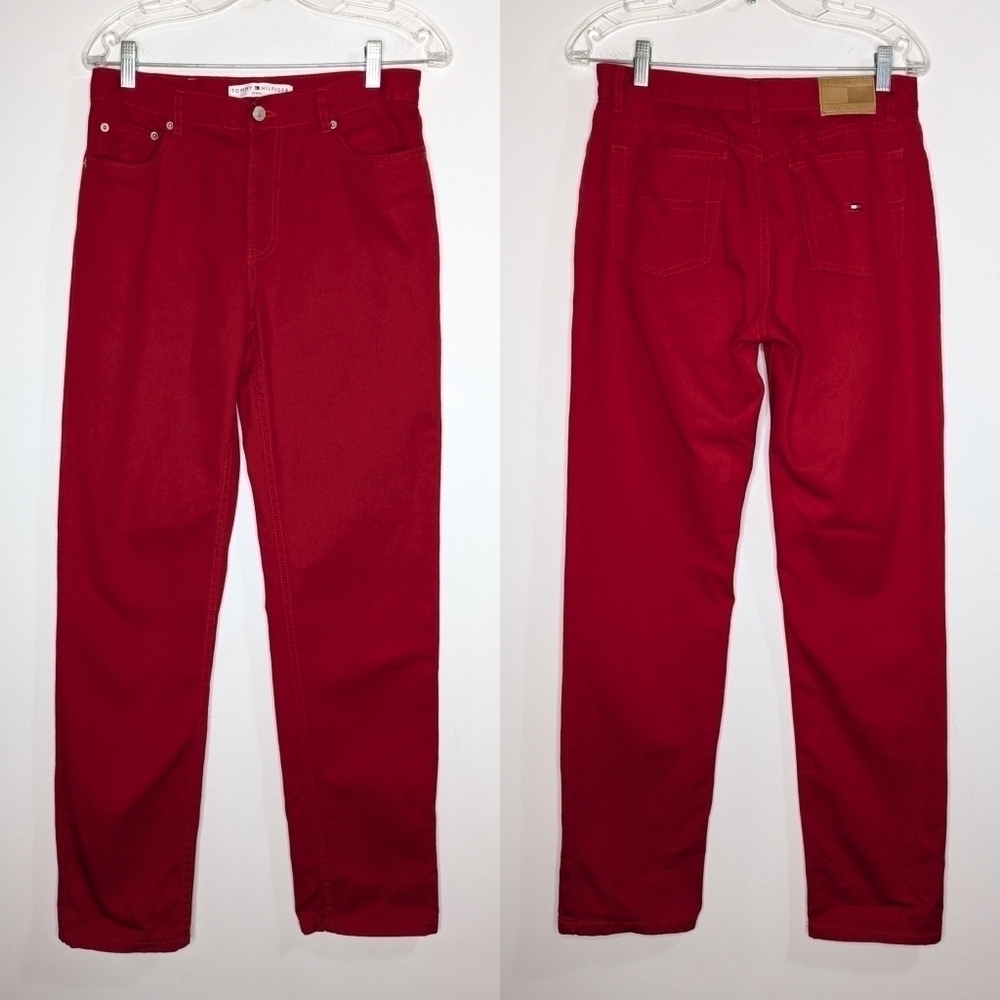 Vintage Y2K Tommy Hilfiger red denim high rise jean 4